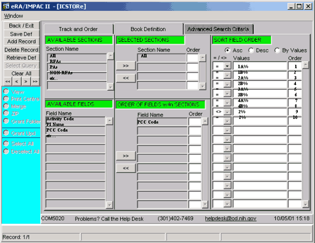 ICSTORe screen shot (summarized above)