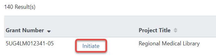Initiate link for a grant eligible for the selected type of Prior Approval request Initiate link for a grant eligible for the selected type of Prior Approval request