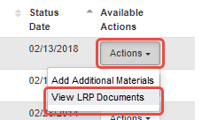 View LRP Documents option on Flat View of Status module