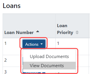 Actions button with View 