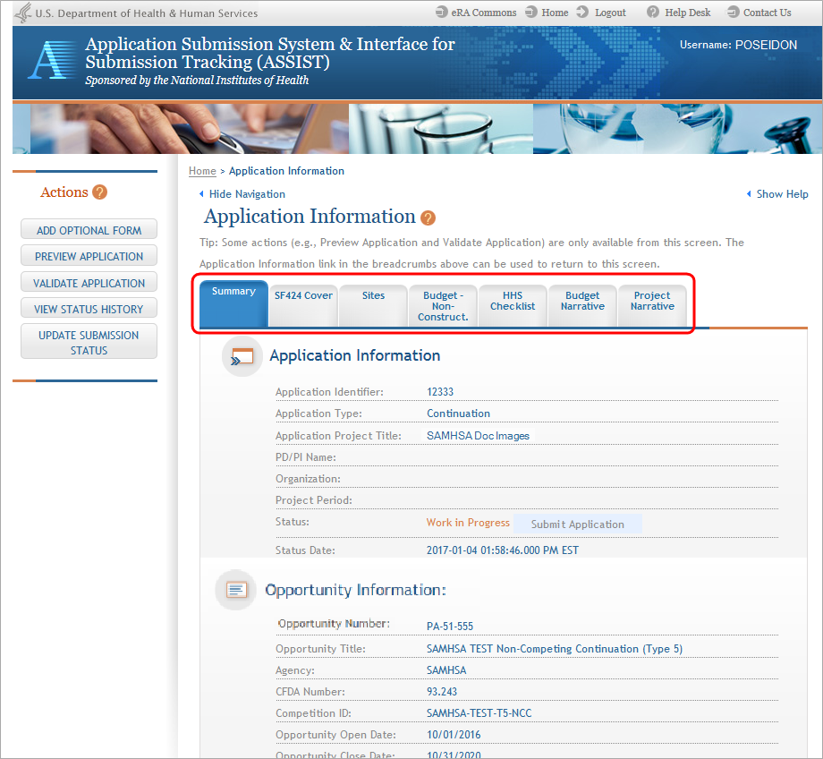 View of Non-Competing application in ASSIST