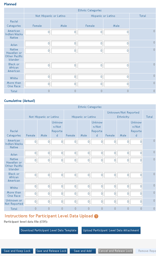 bottom part of Inclusion Enrollement Report screen