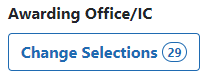 Awarding Office/IC field with Change Selections button showing how many offices/ICs are currently selected