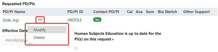 Modify PI for Change PD/PI Request