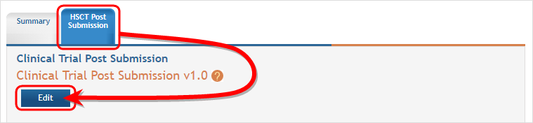screenshot identifying the Edit button on the HSCT Post Submission tab view