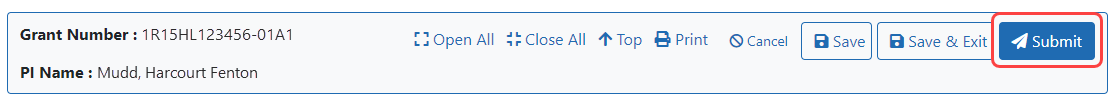 The Submit button on the 'sticky' bar