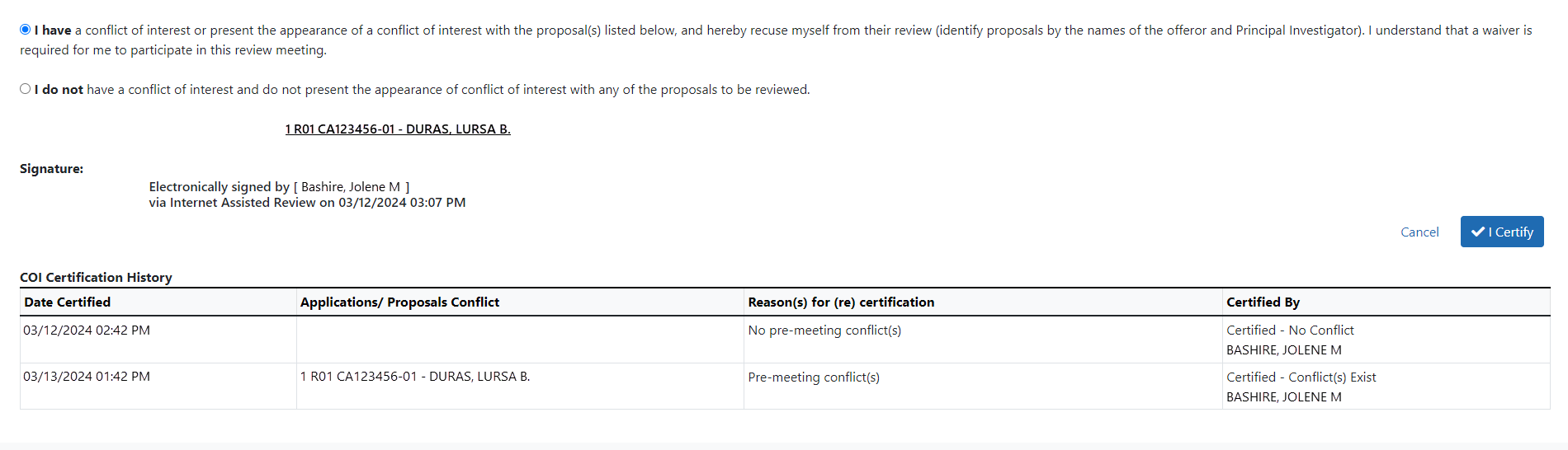 non-Fed premeeting certification history.