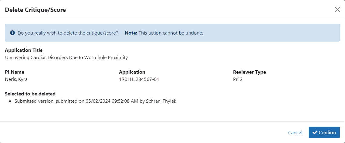 Delete Critique Confirmation Delete Critique Confirmation