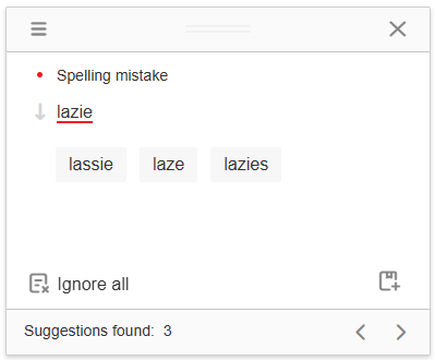 Proofread in dialog window