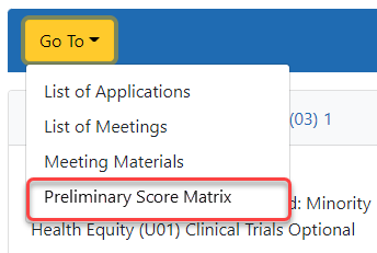 Preliminary Score Matrix link on List of Applications