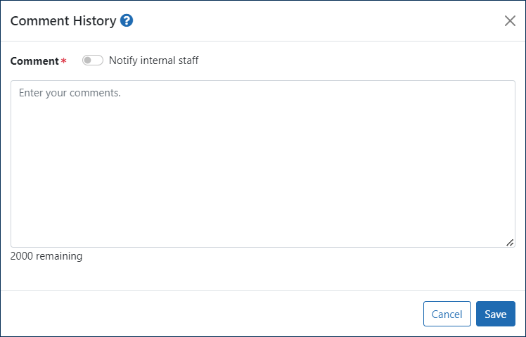 Comment History screen