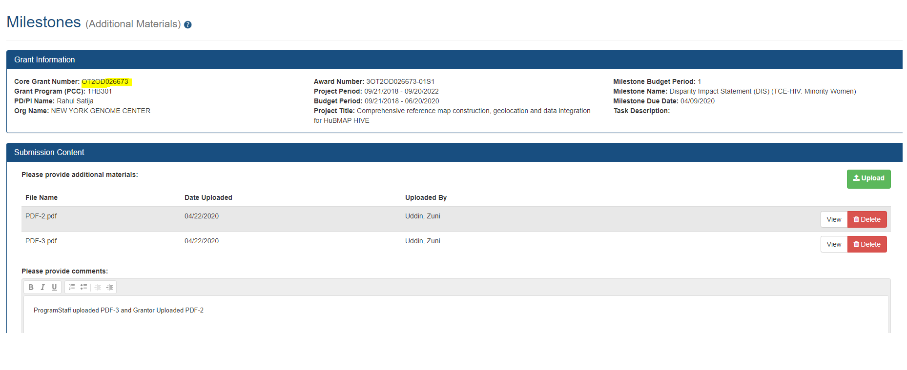 OTA Milestone Additional Materials
