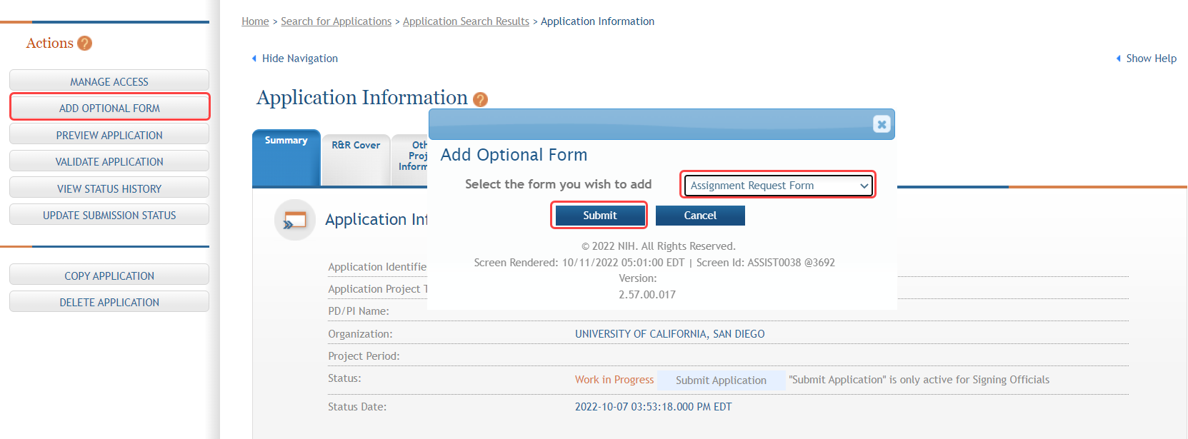 phs assignment request form sample