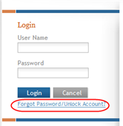Forgot Password/Unlock Account link below Login fields