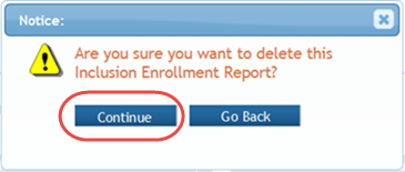 Confirmation message for removing a report