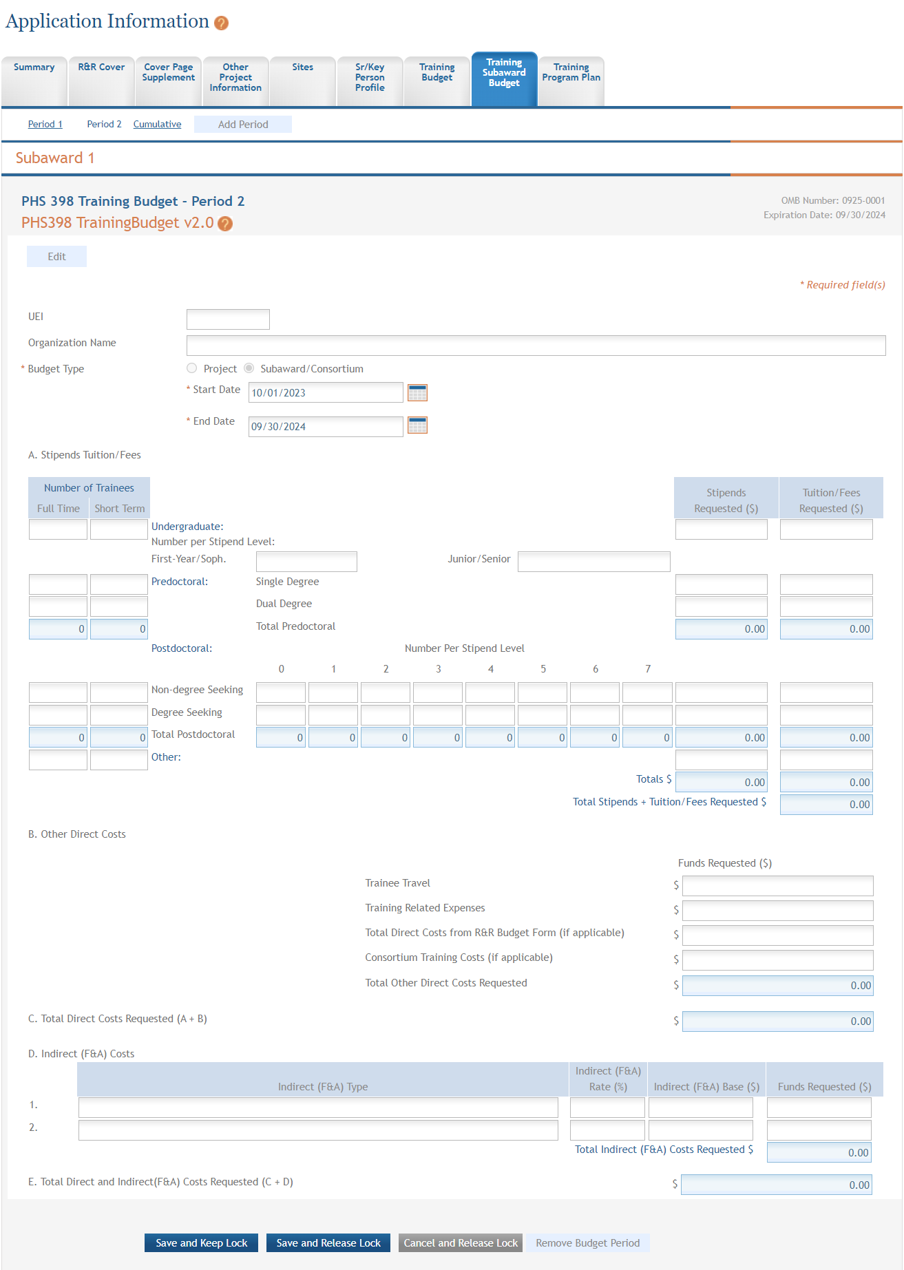 Period 2 form displayed