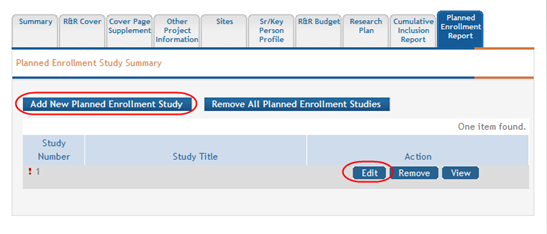 Add New button for Planned Enrollment