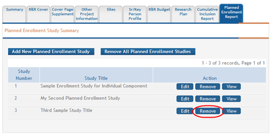 Remove button for individual deletion
