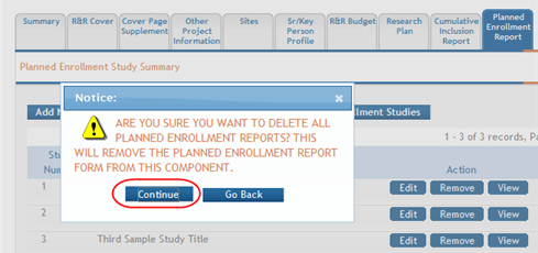 Confirm deletion of all reports