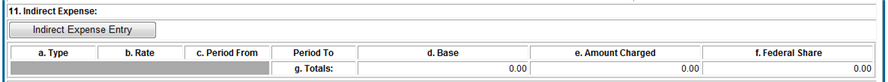 Indirect Expense section of the FFR form
