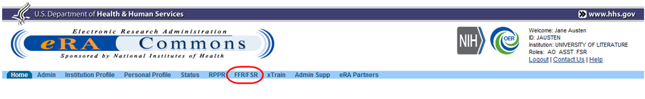 FFR/FSR menu tab