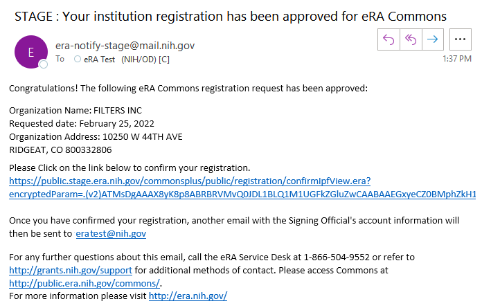Email that registration request was approved Email that registration request was approved