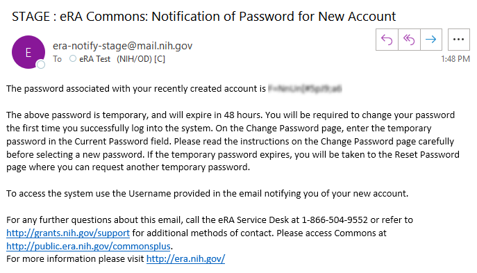 Password notification email, which is sent automatically after account creation email.