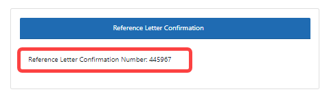 Confirmation number for successful submission of reference letter. 