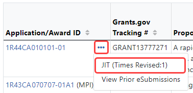 After a JIT is submitted, the JIT link remains for awards, but is listed with the number of times revised