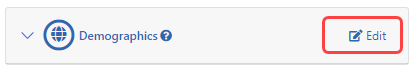 Edit button on section of Personal Profile