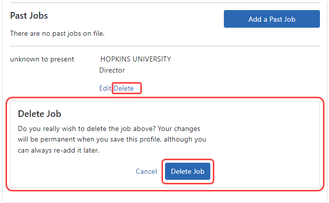 Delete Job box