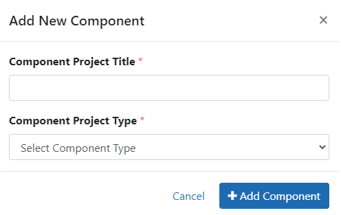 Add New Component window, where you add individual components manually