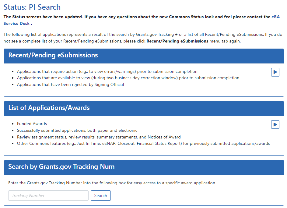 Status screen as seen by PI role users