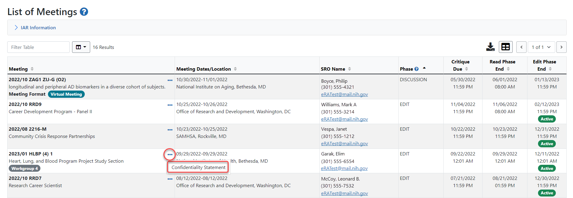Confidentiality Statement link under three-dot ellipses icon