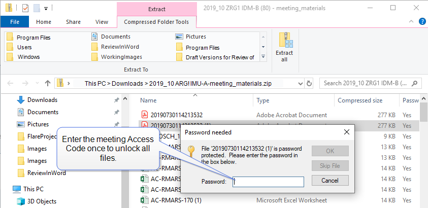 Downloaded Meeting Materals ZIP files