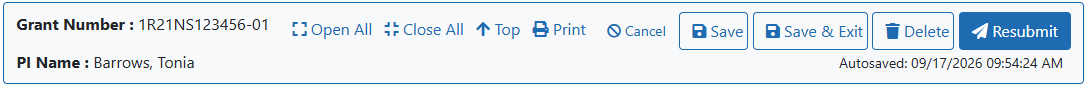 The information bar showing the available actions
