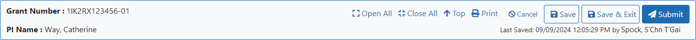 The Submit button on the 'sticky' bar