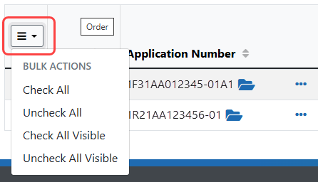 Bulk Actions button and the options available