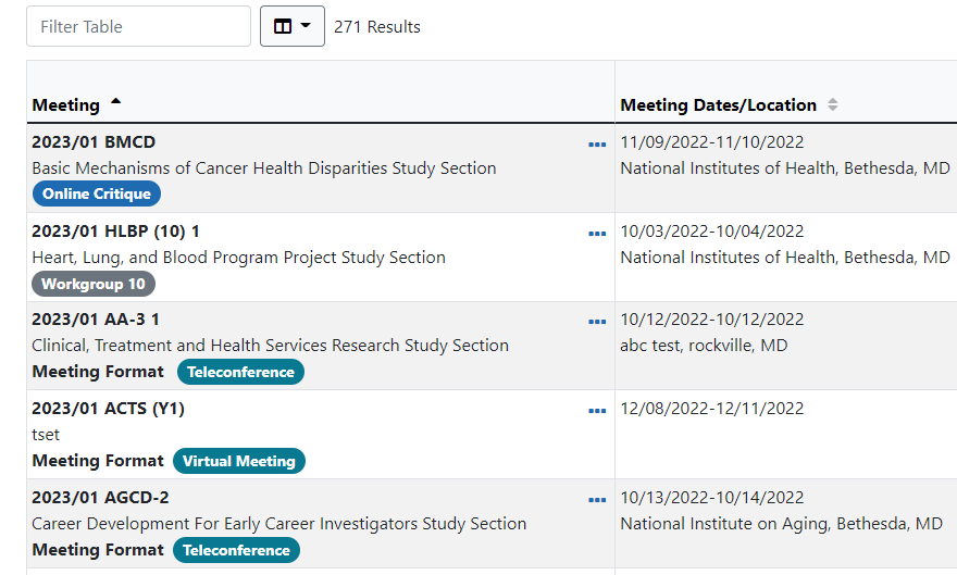 Sample of the different meeting format badges