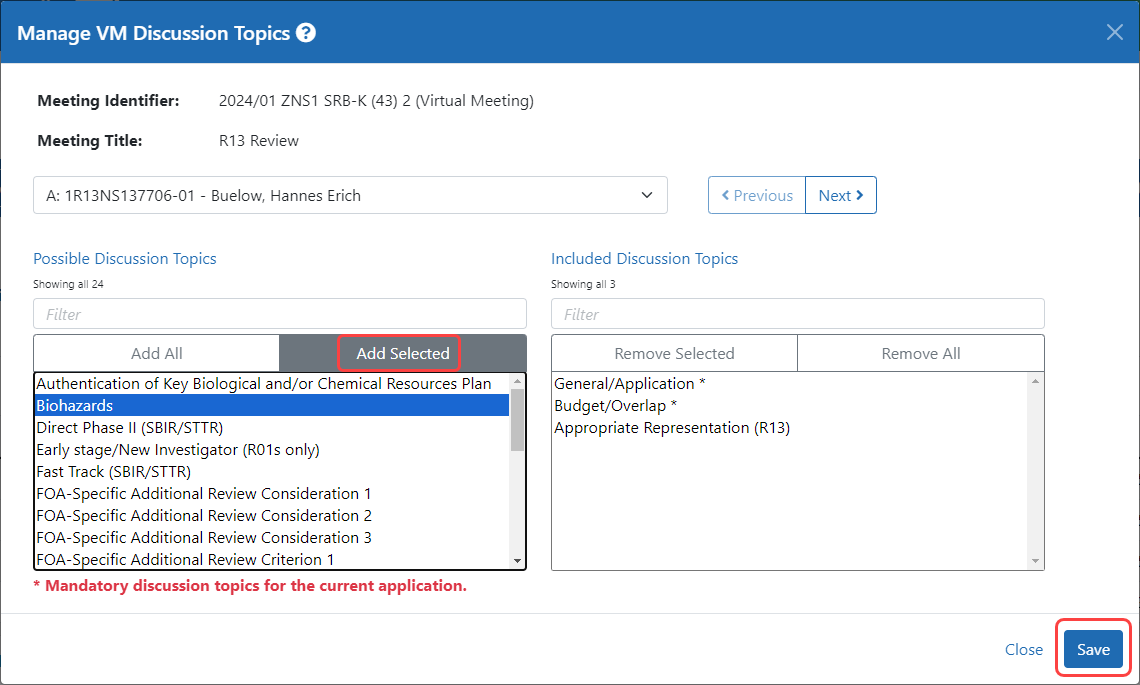 Manage VM Discussion Topics