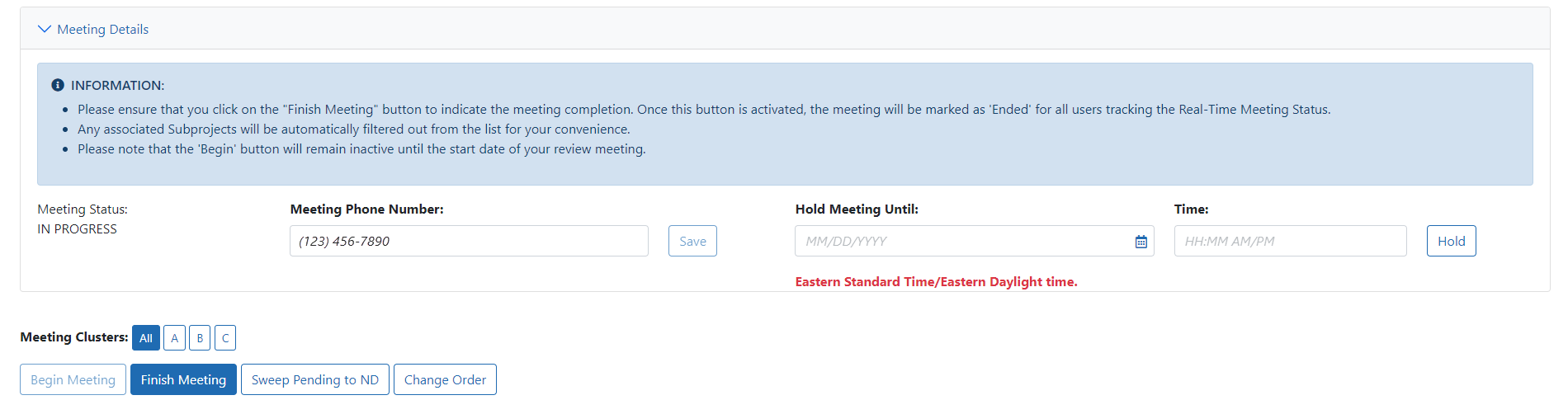 Meeting Status Buttons