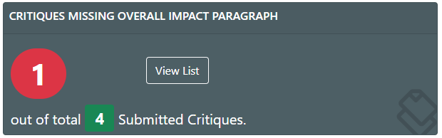 CRITIQUES MISSING OVERALL IMPACT Tile