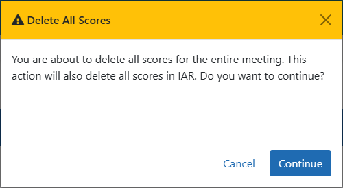 Confirmation screen for deleting all scores 