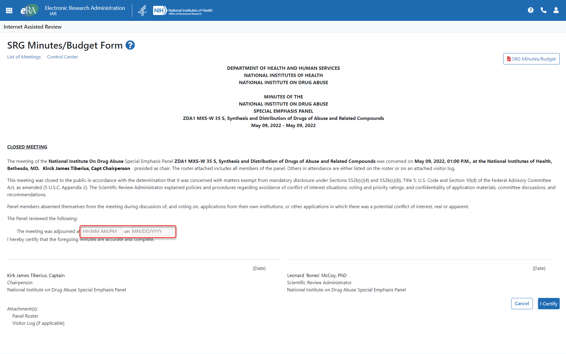 Sample form