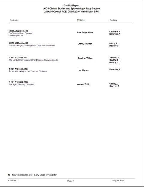 sample Conflict Report