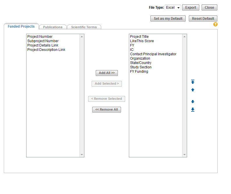Data Export Window