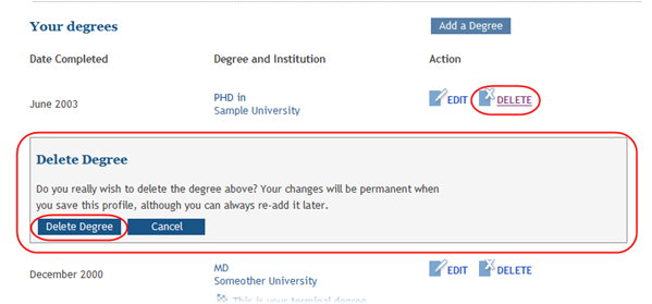 Delete Degree box