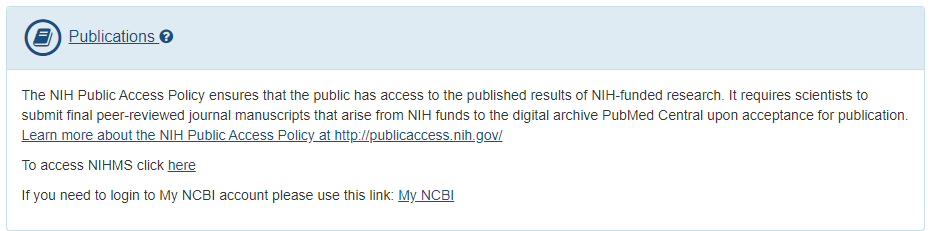 Publications section of profile