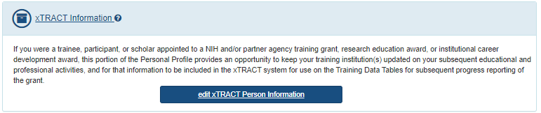 xTRACT section of Personal Profile, which provides a link to the xTRACT module