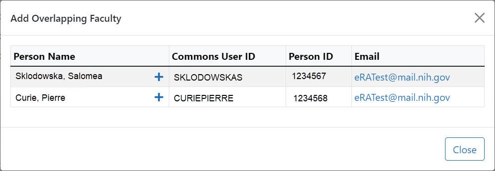 Add Overlapping Faculty screen
